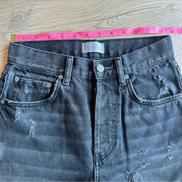 Boyish Billy High Rise Straight Leg Touch Evil Black Distressed Denim Jeans 24 - Picture 9 of 10